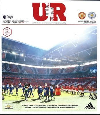 Manchester United v Leicester City Premier League 2016/2017 Programme 24th September 2016