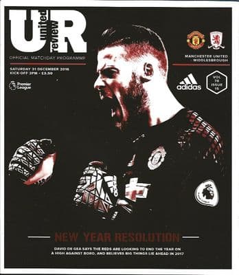 Manchester United v Middlesbrough Premier League 2016/2017 Programme 31st December 2016