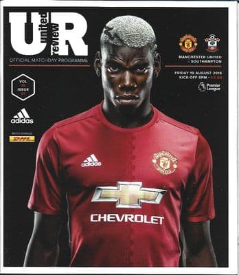 Manchester United v Southampton Premier League 2016/2017 Programme 19th August 2016