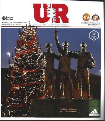 Manchester United v Sunderland Premier League 2016/2017 Programme 26th December 2016