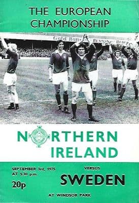 Northern Ireland v Sweden European Championships Programme 1975 3rd September 1975