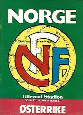 Norway v Austria Official Matchday Programme - 30th August 1978