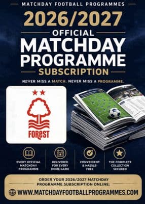 Nottingham Forest Home League Only Official Matchday Programme Subscription 2026/2027 Season