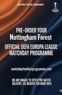 Nottingham Forest v Ferencvaros Official Europa League Matchday Programme 2025/26 - PRE-ORDER