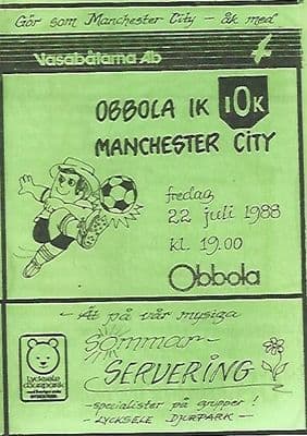 Obbola IK v Manchester City 22nd July 1988 Pre-Season Friendly Official Matchday Programme - 88/89