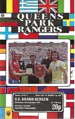 Queens Park Rangers v S.K. Brann Bergen 15th September 1976 UEFA Cup Official Matchday Programme