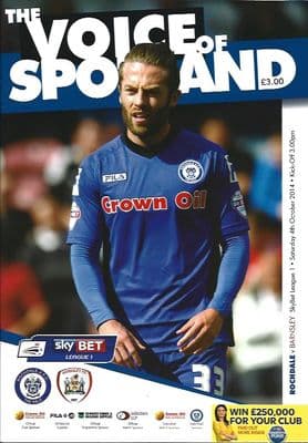 Rochdale v Barnsley 4th October 2014 Official Matchday Programme