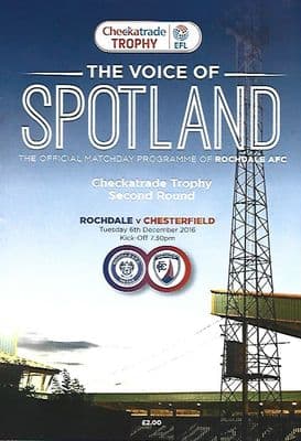 Rochdale v Chesterfield 6th December 2016 Official Matchday Programme