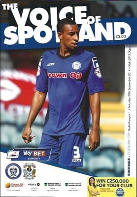 Rochdale v Coventry City 20th September 2014 Official Matchday Programme