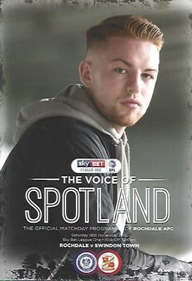 Rochdale v Swindon Town 19th November 2016 Official Matchday Programme