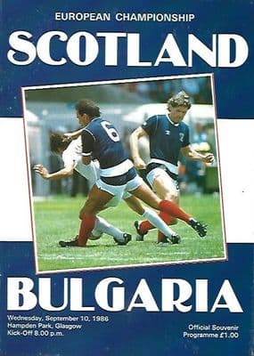 Scotland v Bulgaria European Championship Qualifier 10th September 1986 Programme