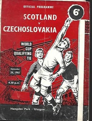 Scotland v Czechoslovakia 26th September 1961 Official Matchday Programme