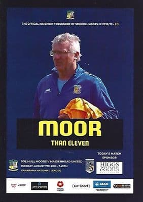 Solihull Moors v Maidenhead United 7th August 2018 Official Matchday Programme 2018/2019
