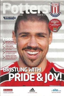 Stoke City v Manchester City 27th November 2010 Official Original Matchday Programme
