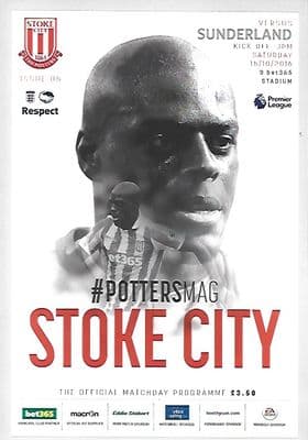 Stoke City v Sunderland Premier League Programme Saturday 15th October 2016