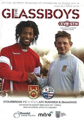 Stourbridge v AFC Rushden & Diamonds 18th August 2018 Official Matchday Programme 2018/2019