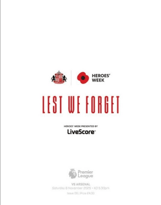 Sunderland v Arsenal Official Matchday Programme 2025/26 - PRE-ORDER