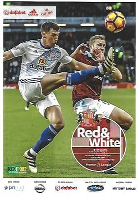 Sunderland v Burnley Premier League Official Matchday Programme 18th March 2017