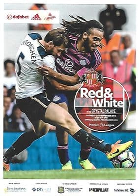 Sunderland v Crystal Palace Premier League 2016/2017 Programme 24th September 2016