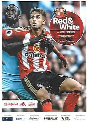 Sunderland v Middlesbrough Premier League 2016/2017 Programme 21st August 2016