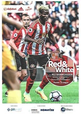 Sunderland v WBA Premier League Programme 1st October 2016