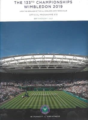 Wimbledon 2019 Championship Day 1 Monday July 1st Official Programme