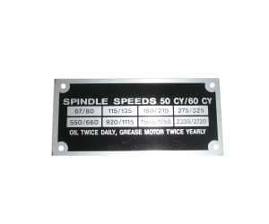 ITEM 07 - 1075 Spindle Speed Nameplate (J339/B)
