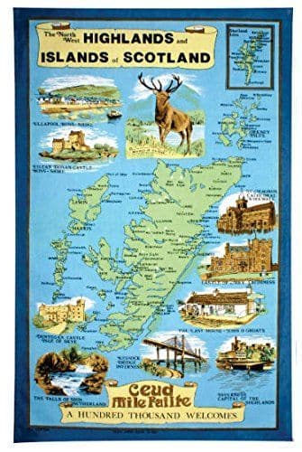 100% Cotton Tea Towel | Highlands & Islands Design| Traditional Scottish Heritage Kitchen Accessory