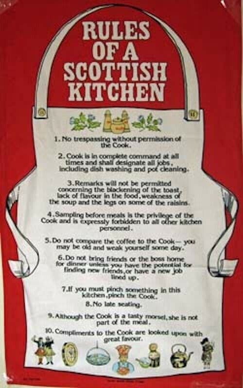 100% Cotton Tea Towel | Kitchen Rules Design | Traditional Scottish Heritage Kitchen Accessory