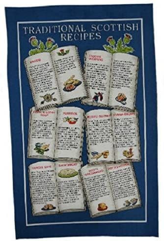 100% Cotton Tea Towel | Recipes Books Design | Traditional Scottish Heritage Kitchen Accessory