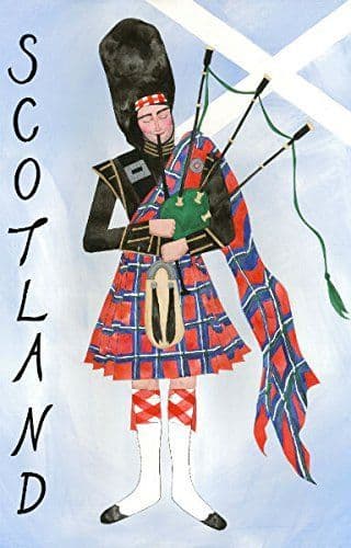 100% Cotton Tea Towel | Saltire Piper Design | Traditional Scottish Heritage Kitchen Accessory