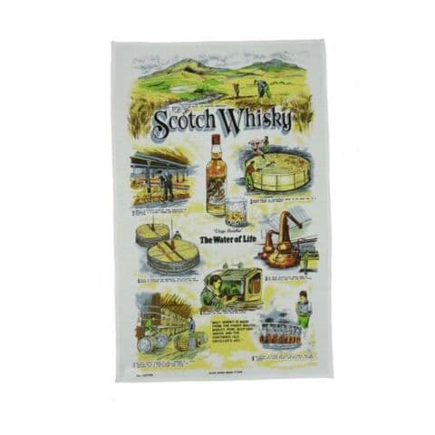100% Cotton Tea Towel | Scotch Whisky Design | Traditional Scottish Heritage Kitchen Accessory