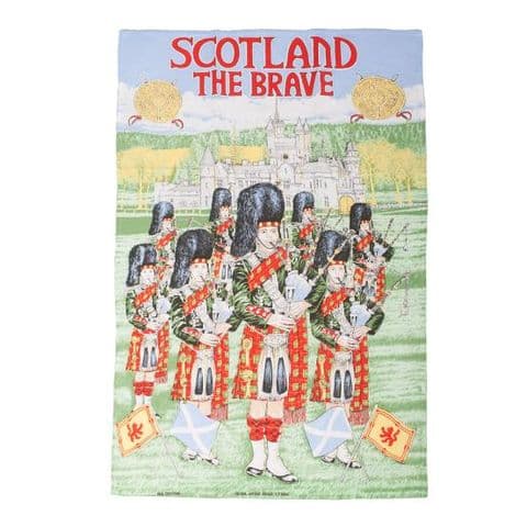 100% Cotton Tea Towel | Scotland The Brave Design | Traditional Scottish Heritage Kitchen Accessory