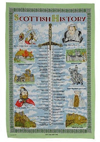 100% Cotton Tea Towel | Scottish History Design | Traditional Scottish Heritage Kitchen Accessory