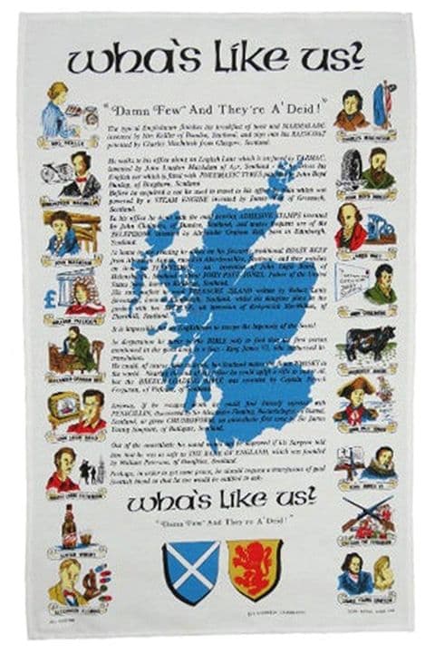 100% Cotton Tea Towel | What's Like Us? Design | Traditional Scottish Heritage Kitchen Accessory