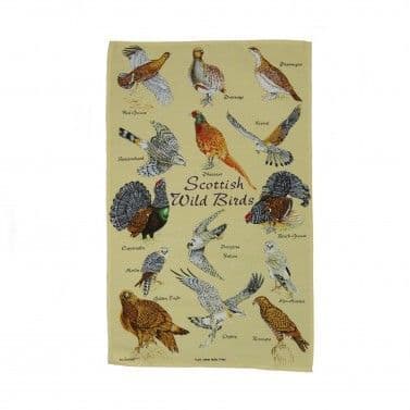 100% Cotton Tea Towel | Wild Birds Design | Traditional Scottish Heritage Kitchen Accessory