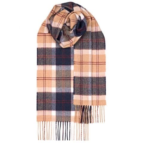 100% Lambswool Extra Long Scarf Made in Scotland - Bannockbane Navy Tartans - Wool Scarf