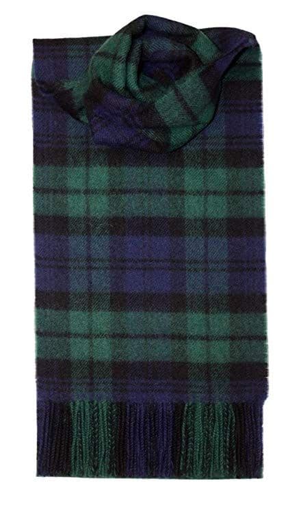 100% Lambswool Extra Long Scarf Made in Scotland - Black Watch Tartans - Wool Scarf