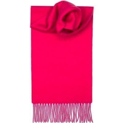 100% Lambswool Extra Long Scarf Made in Scotland - Bright Pink Plain Colour Tartans - Wool Scarf