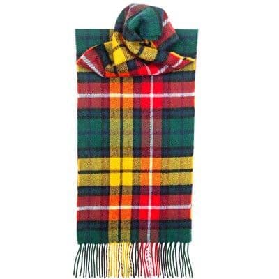 100% Lambswool Extra Long Scarf Made in Scotland - Buchanan Modern Tartans - Wool Scarf