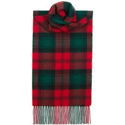 100% Lambswool Extra Long Scarf Made in Scotland - Fraser Red Modern Tartans - Wool Scarf