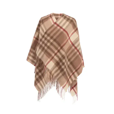 100% LAMBSWOOL MINI CAPE CHEQUER SHRIMP