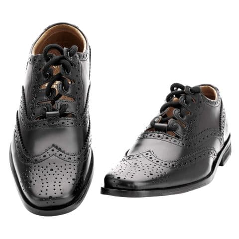 100% Leather Ghillie Brogue - Modern Fashion Black Kilt Shoes - Scottish Gift for Men and Women