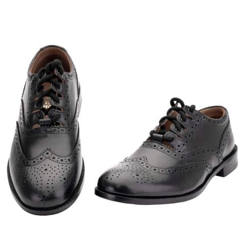 100% Leather Made in Scotland: Budget Ghillie Brogue 7051L Men's and Women's Gift - Black Kilt Shoes
