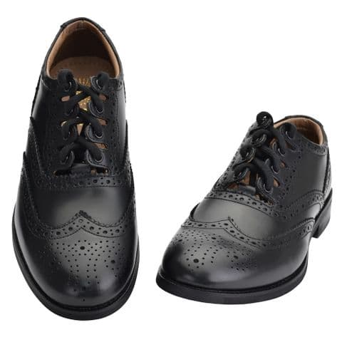 100% Leather Made in Scotland  Ghillie Brogue 7051R  Men and Women Black Kilt Shoes, Scottish Gift