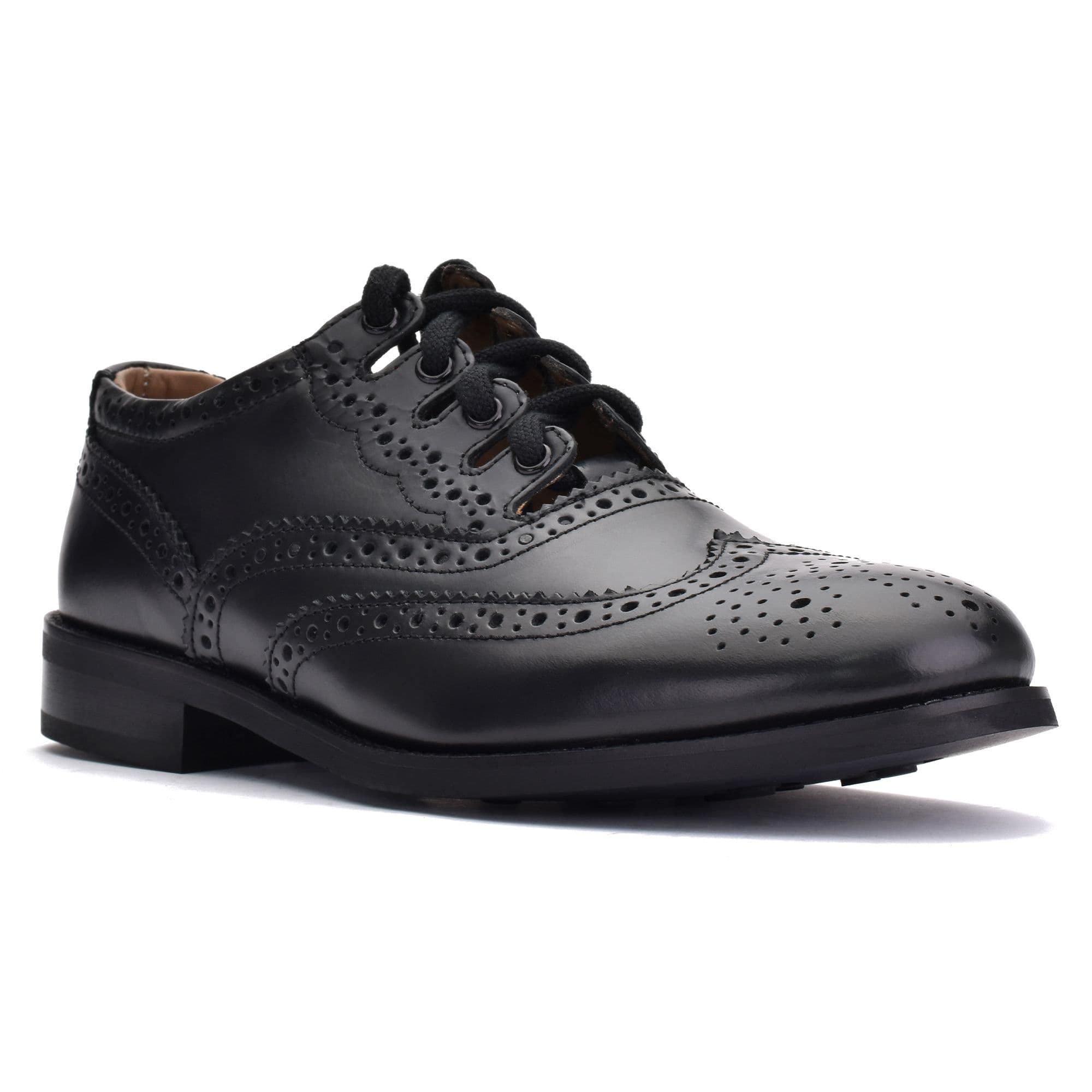 Scottish Kilt Shoes – Highland Ghillie Brogues – Black PU Leather – Men's & Boys' UK Sizes-499959