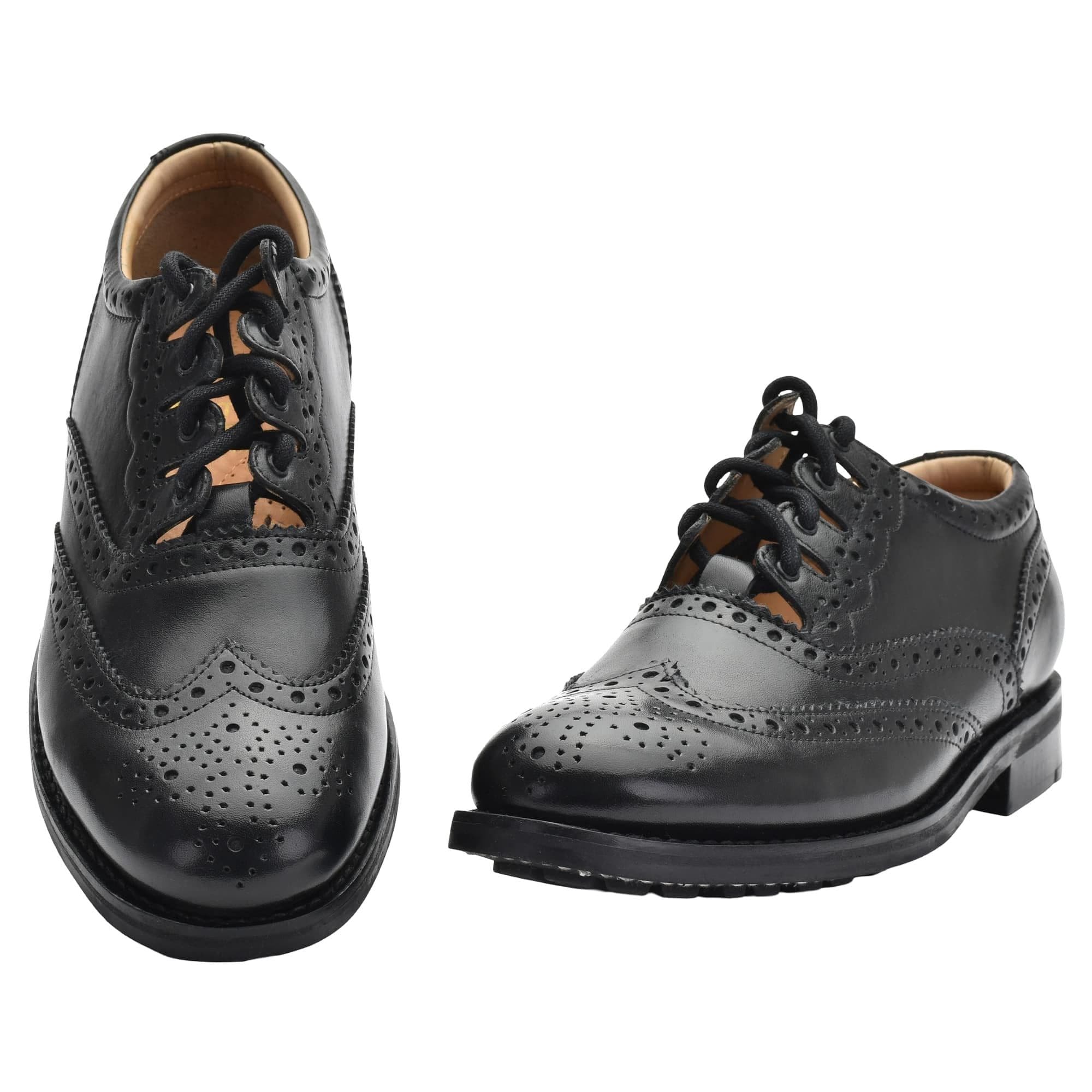 Scottish Gaiter ドレスシューズ 黒 100 Leather Scottish Design Ghillie Brogue - Commando Sole
