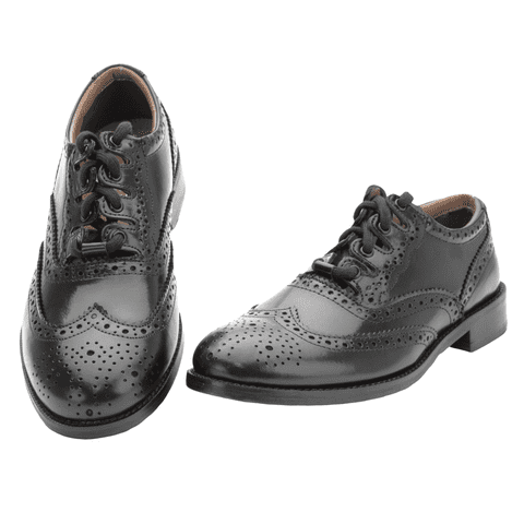100% Leather Scottish Design Ghillie Brogue - Men & Women Black Kilt Shoes- Scottish Heritage Gift