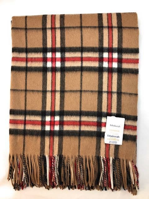 100% Pure Cashmere Blanket | Thomson Camel Tartan | Luxurious 150x175cm Sofa Companion