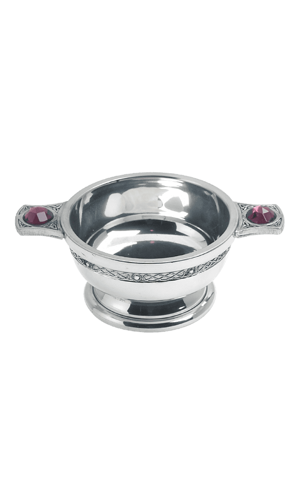 3" Celtic Pewter Quaich With Stone
